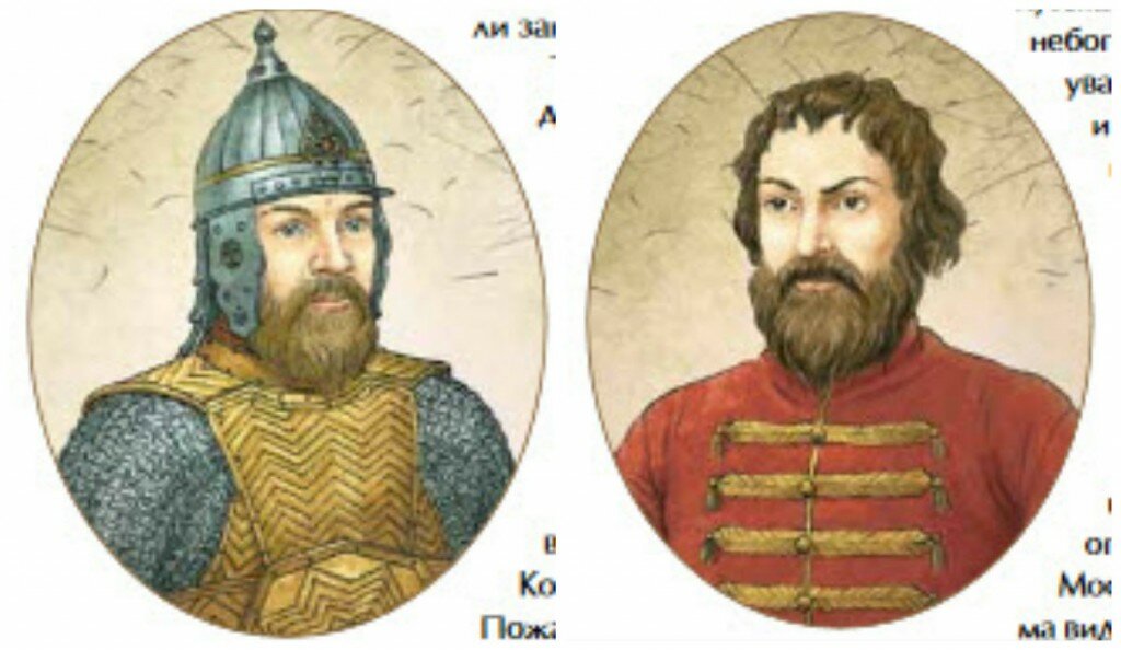 Князь Пожарский (слева), Минин (справа)