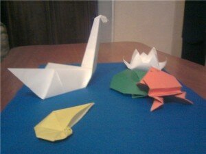 Оригами животные на озере
