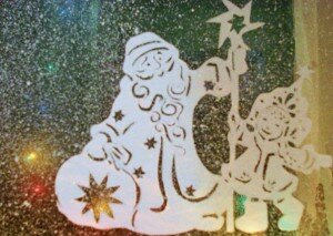 Новогодняя вытынанка дед Мороз и Снегурочка