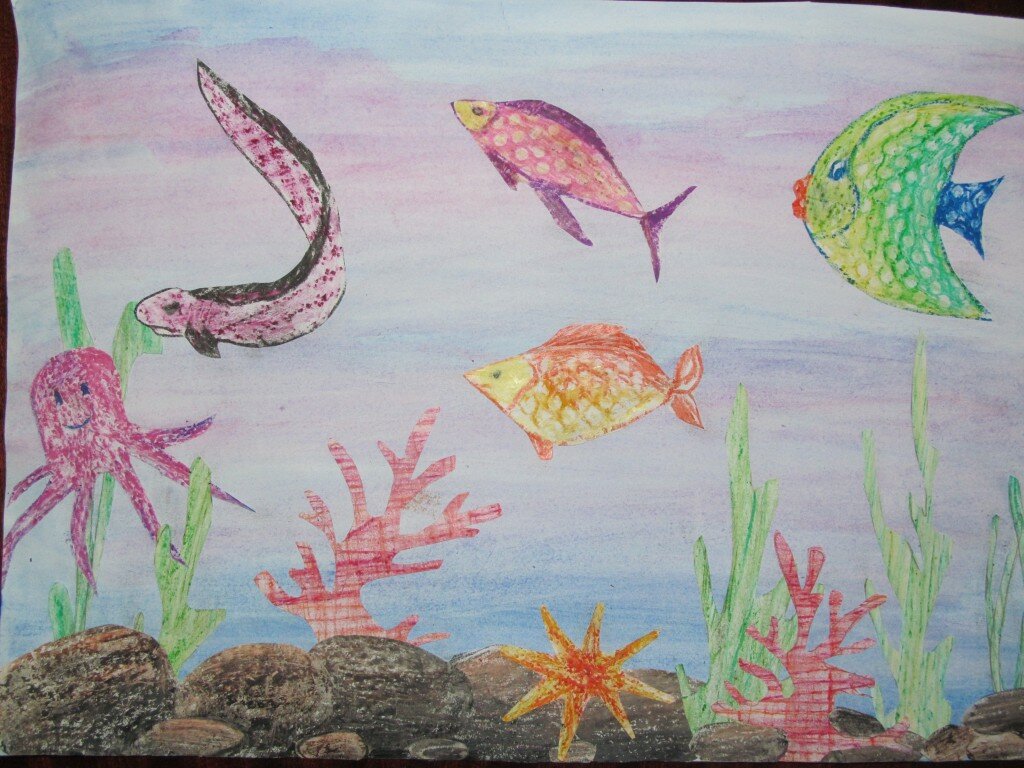 "Морские жители" - картина от Наталии Татауровой, 10 лет