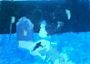 "Ночь в деревне" - рисунок Алексеева Максима, 10 лет