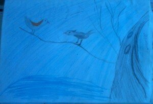"Птички на дереве" - рисунок Алексеева Максима, 10 лет