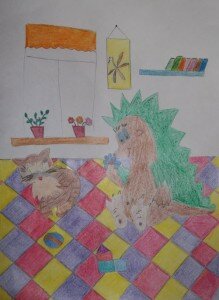 Змей и котенок Фантик - рисунок Веселовой Дианы