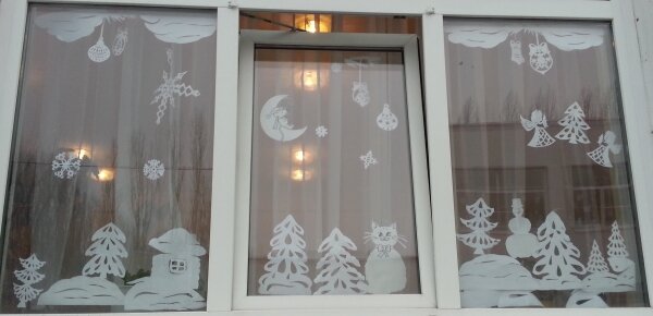 Новогодние окна в детском саду