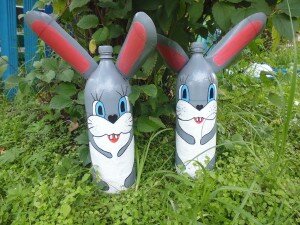 "Веселые зайчата" - поделки для сада из пластиковых бутылок