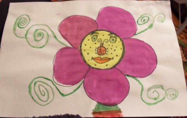 "Загадочный цветочек" - рисунок Изилаева Саши, 9 лет